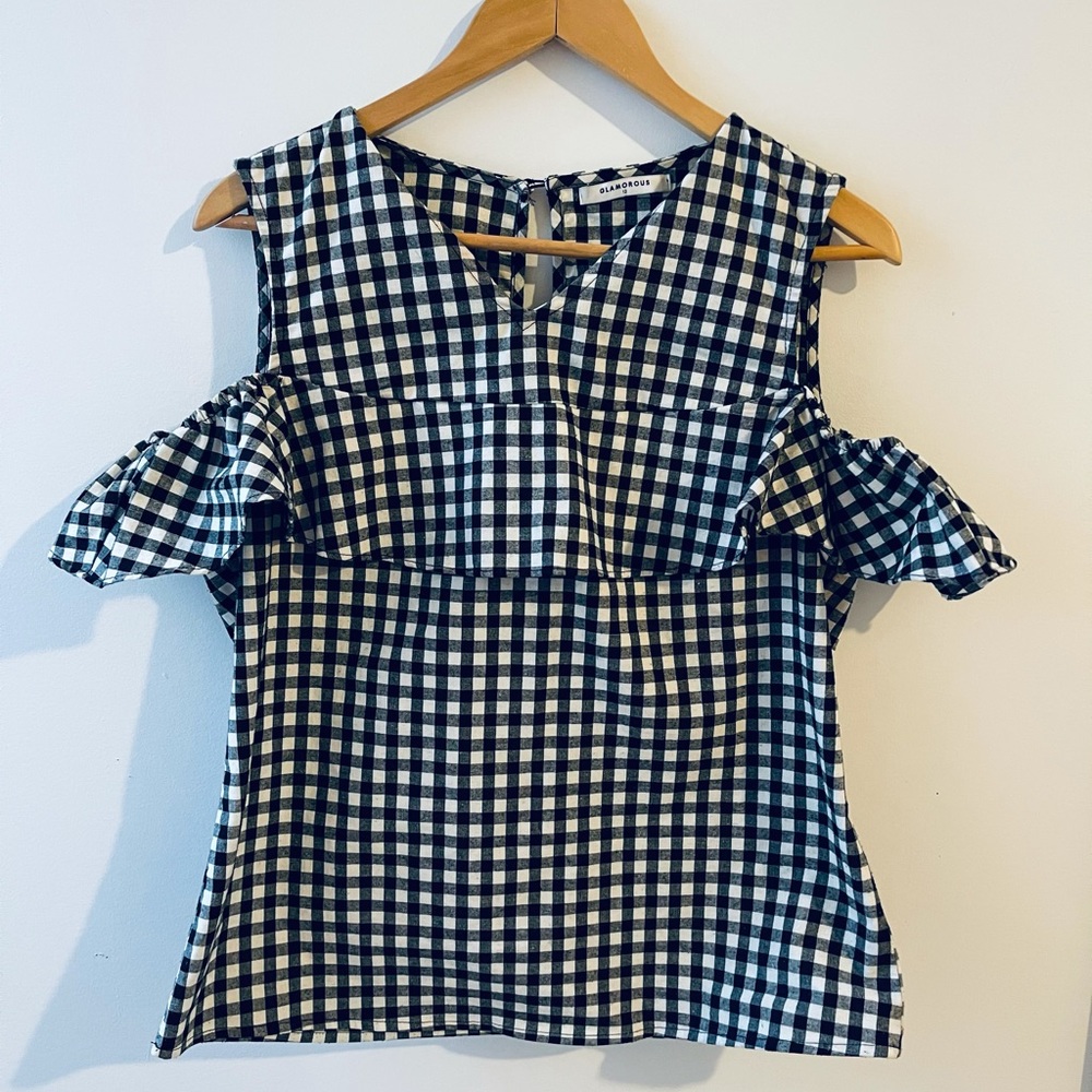 Cold Shoulder Gingham Top